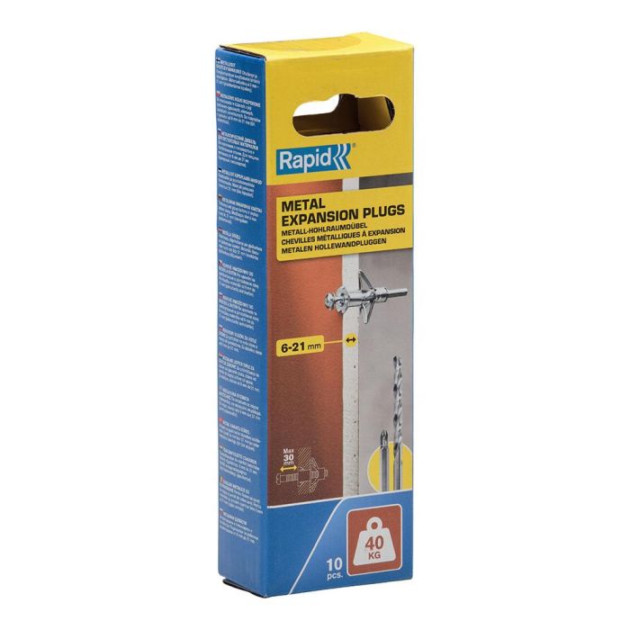 Rapid Taco de expansión metálico Ø11x52 tornillo m5x63, resistencia 40 kg, especial pladur y paredes huecas, bolsa 10 unid 2