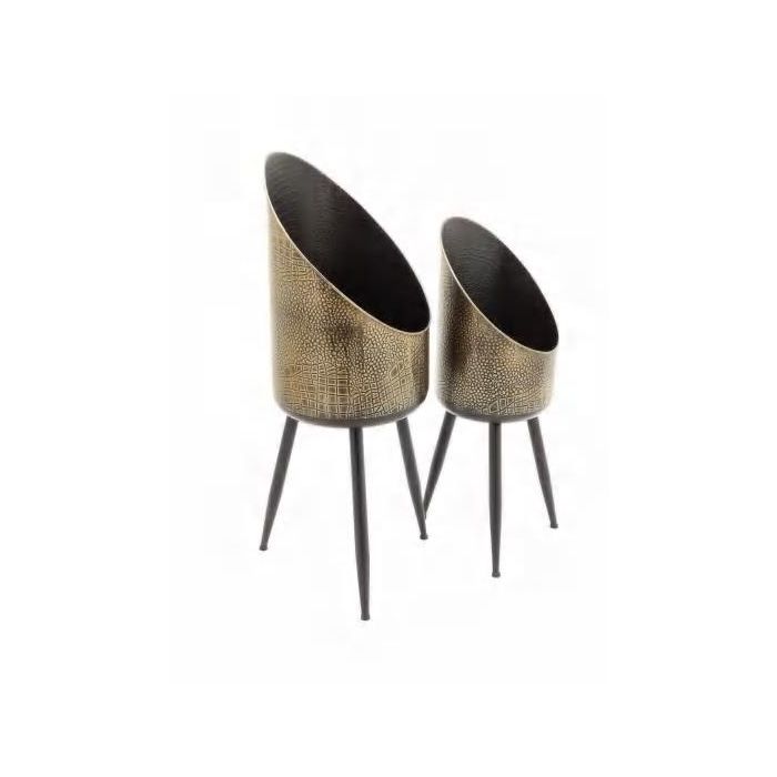Macetero Vintage DKD Home Decor Cobrizo Negro 26 x 70 x 26 cm Set de 2