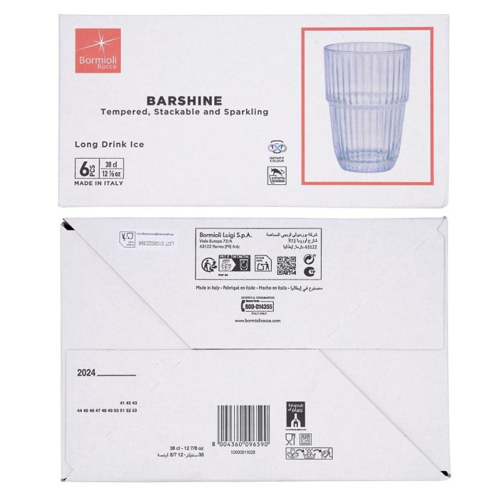 Caja 6 Vasos Altos Vidrio Barshine Bormioli Rocco 38 cL 3 Caja 6 Vasos Altos Vidrio Barshine Bormioli Rocco 38 cL 3