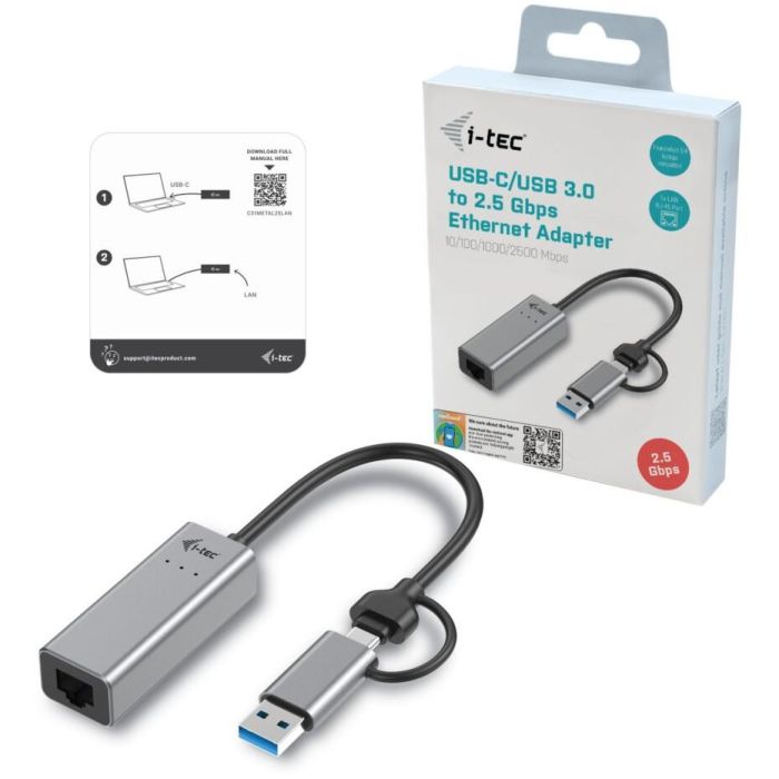 Adaptador USB a Ethernet i-Tec C31METAL25LAN 3 Adaptador USB a Ethernet i-Tec C31METAL25LAN 3