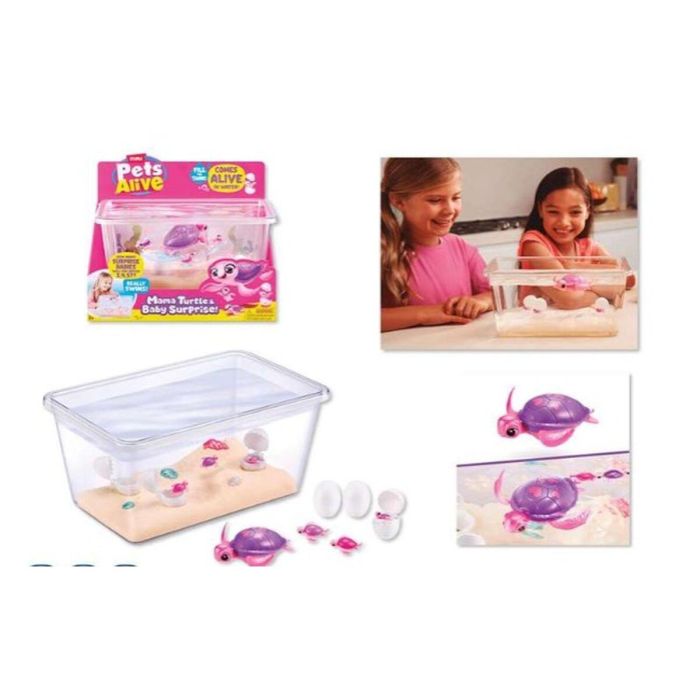 Zuru Pets Alive Set de Juego Tortuga con 3 Mini Tortugas en Terrario, Interactivo con Sonidos y Pilas LR44 Incluidas, +3 Años 1