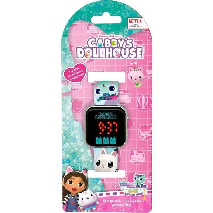 Kids Licensing Gd00077 Reloj LED La Casa de Gabby, esfera de puntada, carcasa plateada, pantalla digital roja, correa impresa, +3 años 1 Kids Licensing Gd00077 Reloj LED La Casa de Gabby, esfera de puntada, carcasa plateada, pantalla digital roja, correa impresa, +3 años 1