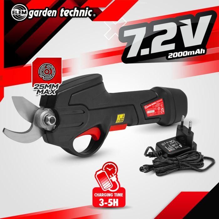Tijeras de podar recargables de litio de 7,2 V con batería integrada y cargador - Elem Garden 1