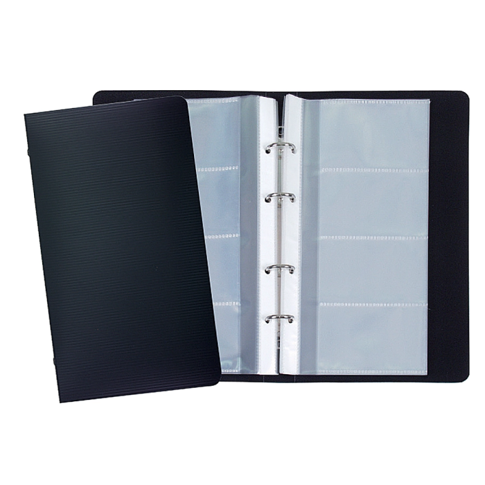 Liderpapel Tarjetero 4 Anillas 15 Fundas 4 Departamentos Negro Capacidad 120 Tarjetas 145x265 mm 1