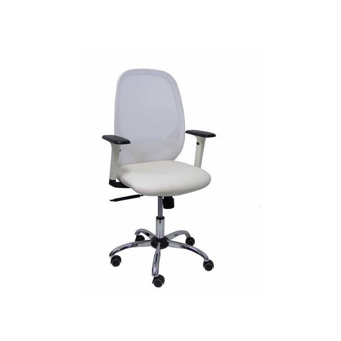Silla Piqueras Y Crespo Cilanco Blanca Uso Intensivo Brazos Regulables Mecanismo Sincro Con Regulador De Tension Refuerzo Lumbar Regulable Base Cromada Ruedas Parquet Respaldo De Malla Blanca Y Asiento Tapizado Similpiel Blanco