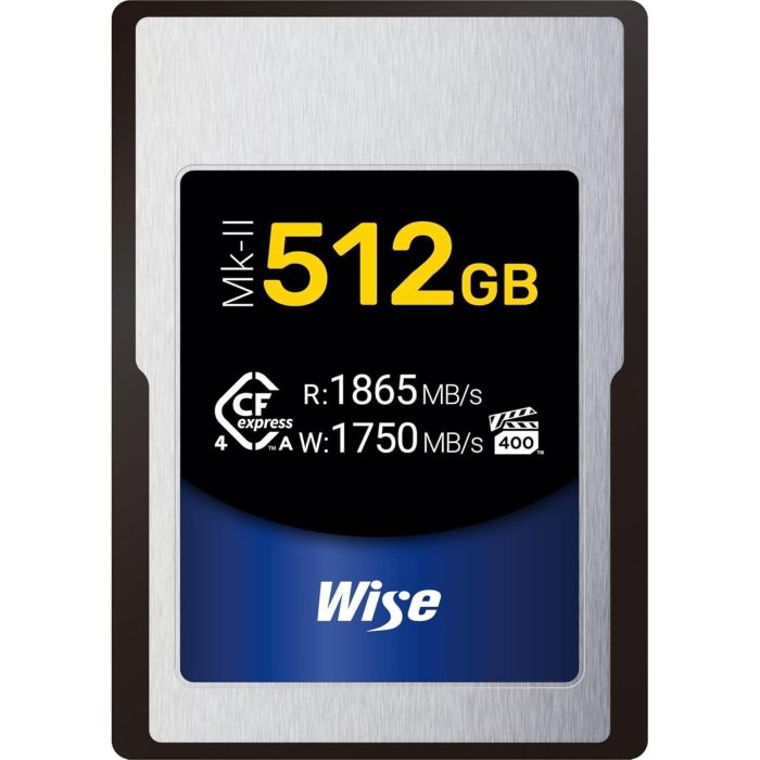Wise CFexpress 4.0 Type A Mk-II 512GB WI-CFX4-A512M2 - Tarjeta Memoria 1865/1750 MB/s resistente a golpes