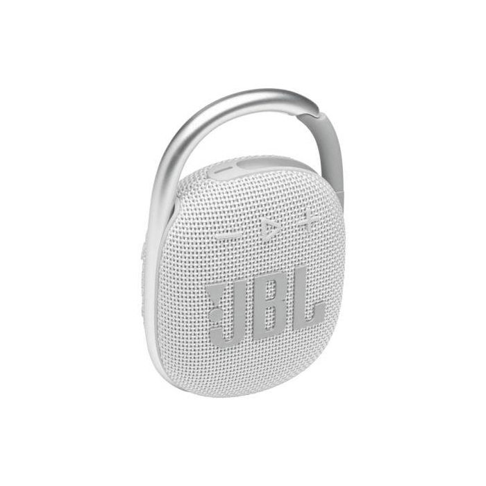 JBL JBLCLIP4WHT Altavoz Bluetooth Portátil Clip 4 Sonido Pro 5W 10h Resistente Agua y Polvo con Mosquetón Integrado Blanco