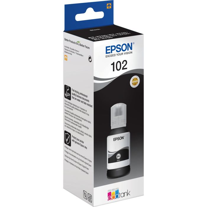 Epson Tinta Ecotank Botella Negro 102 para Et-2700, 2750, 3700, 3750, 4750 1