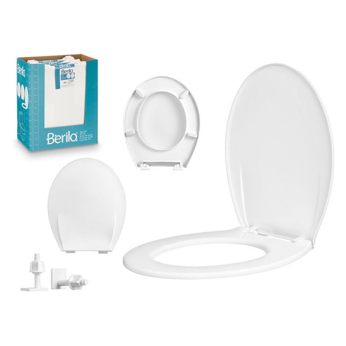 Tapa WC Blanca Berilo 40.5x35 cm, plástico PP (12 Unidades) Tapa WC Blanca Berilo 40.5x35 cm, plástico PP (12 Unidades)