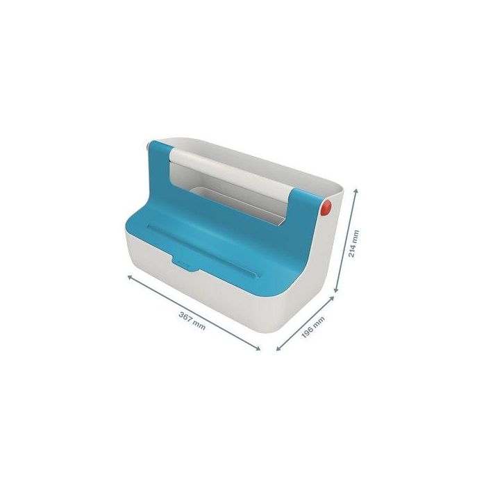 Leitz Caja De Almacenamiento Portátil Cosy C-Asa ABS Azul, Organizador con Compartimentos para A4 y Dispositivos Móviles