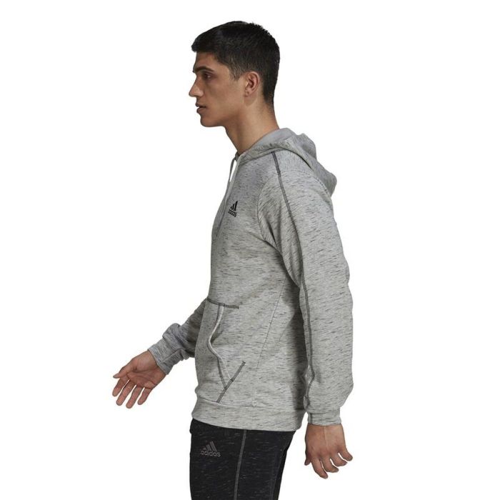 Sudadera con Capucha Hombre Adidas Essentials Mélange Embroidered Gris claro 5