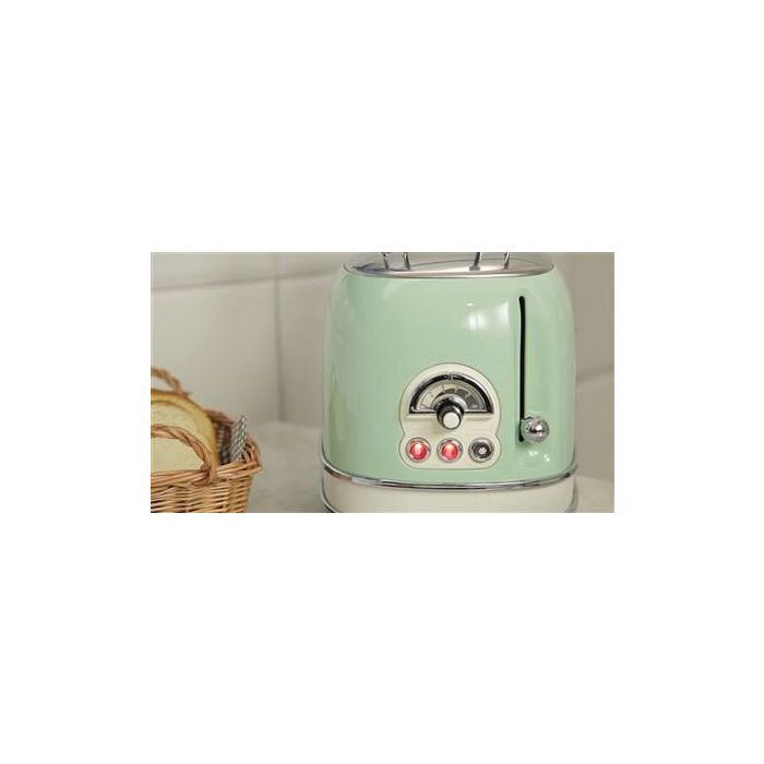 Ariete Tostador Vintage 2 Ranuras, 6 Niveles de Tueste, Función Descongelar y Recalentar, Bandeja Recogemigas Extraíble, Verde 4 Ariete Tostador Vintage 2 Ranuras, 6 Niveles de Tueste, Función Descongelar y Recalentar, Bandeja Recogemigas Extraíble, Verde 4