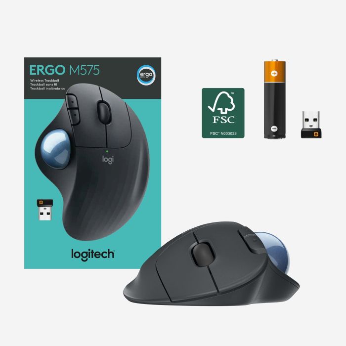 Logitech M575 ERGO Wireless Trackball - Ratón Ergonómico Inalámbrico Graphite 6