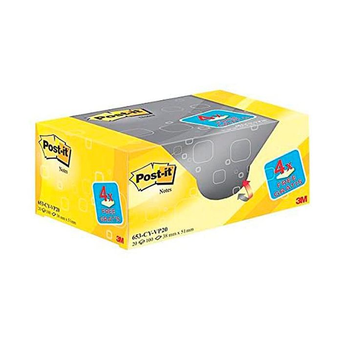 Bloc De Notas Adhesivas Quita Y Pon Post-It Amarillo Canario 76x127 mm Pack Promocional 16+4 gratis 1