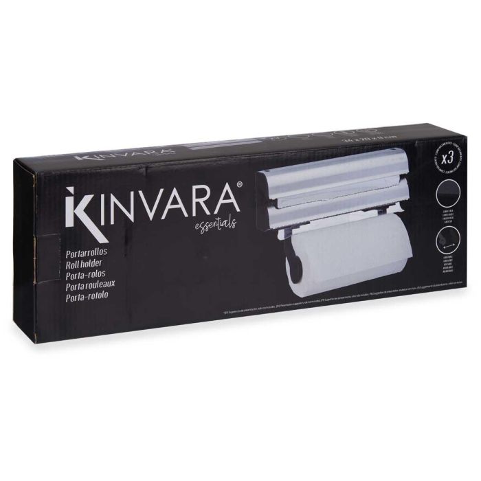 Portarrollos Doble Kinvara 34 cm x 20 cm x 9 cm, Metal, Plata (4 Unidades) 2 Portarrollos Doble Kinvara 34 cm x 20 cm x 9 cm, Metal, Plata (4 Unidades) 2