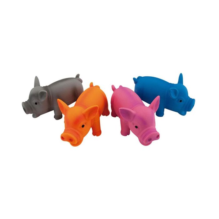 Nayeco Juguete para Mascotas Piggy de Látex con Sonido, 4 x 11 x 6 cm, Colores Surtidos 1