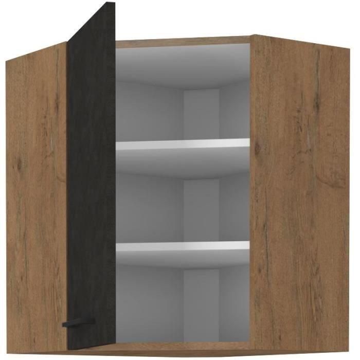Columna de esquina ROCK - Melamina decoración roble Lancelot y gris matera - 1 puerta - L58 x H72 cm 1 Columna de esquina ROCK - Melamina decoración roble Lancelot y gris matera - 1 puerta - L58 x H72 cm 1