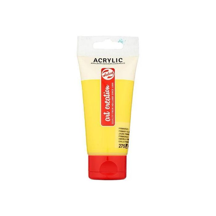 Talens Art Creation 275 Pintura Acrílica Amarillo Primario, Tubo 75 mL, Semiopaca, Secado Rápido, Alta Resistencia a la Luz