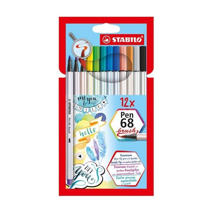 Stabilo Rotuladores Pen 68 Brush C-Surtidos Estuche 12 Ud