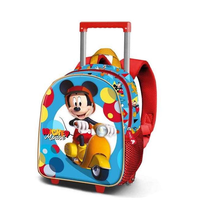 Karactermania Mochila Infantil 3D con Ruedas Mickey Mouse Scooter Azul 26 x13 x34 cm