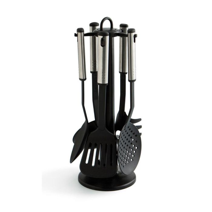 Quid Set de Gadgets de Cocina Cambria Acero Inoxidable 5 Piezas con Acabado Mármol, Apto Lavavajillas