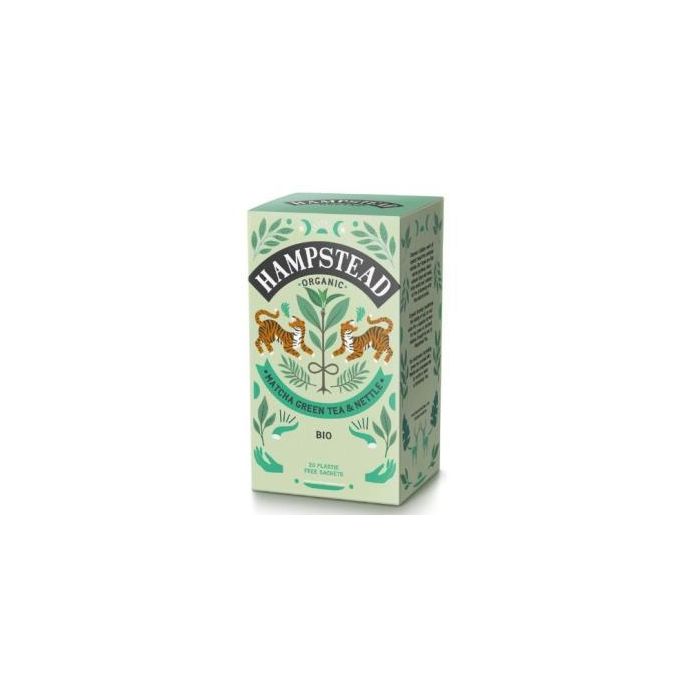 Hampstead Té Verde Matcha BIO con Ortiga para Infusión, Energizante, 20 Bolsitas Biodinámicas