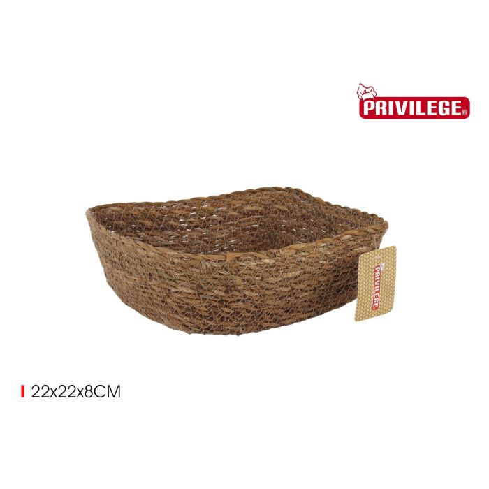 Cesta de mimbre cuadrada Privilege 22x22x8 cm (12 Unidades) Cesta de mimbre cuadrada Privilege 22x22x8 cm (12 Unidades)
