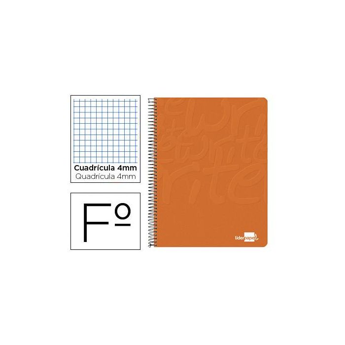 Cuaderno Espiral Liderpapel Folio Write Tapa Blanda 80H 60 gr Cuadro 4 mm Con Margen Color Naranja 10 unidades