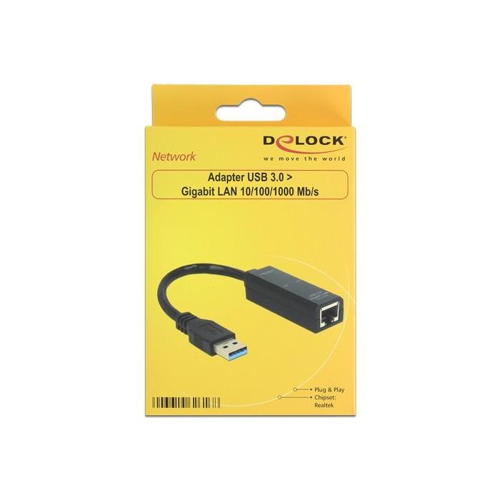 DeLock USB 3.0 > Gigabit LAN (ST-BU) Adapter Schwarz 1