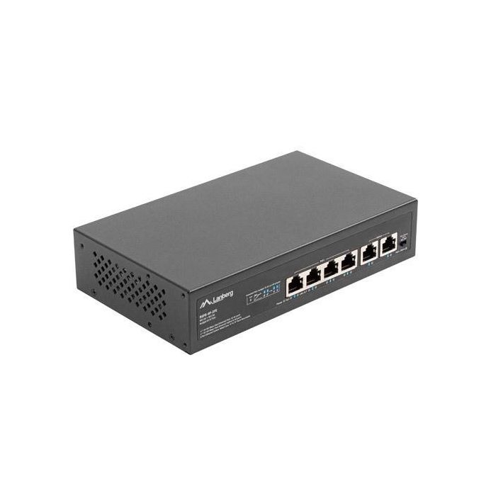 LANBERG RSFE-4P-2FE-60 Switch No Administrado Fast Ethernet 6 Puertos RJ-45 PoE Montaje en Rack 1U Negro 4