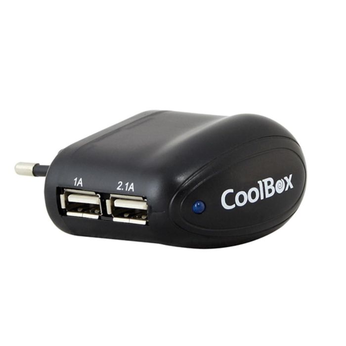 Coolbox Cargador de Pared UX-2 5V 2 Puertos USB, Compatible con Galaxy, iPad, iPhone, Negro Coolbox Cargador de Pared UX-2 5V 2 Puertos USB, Compatible con Galaxy, iPad, iPhone, Negro