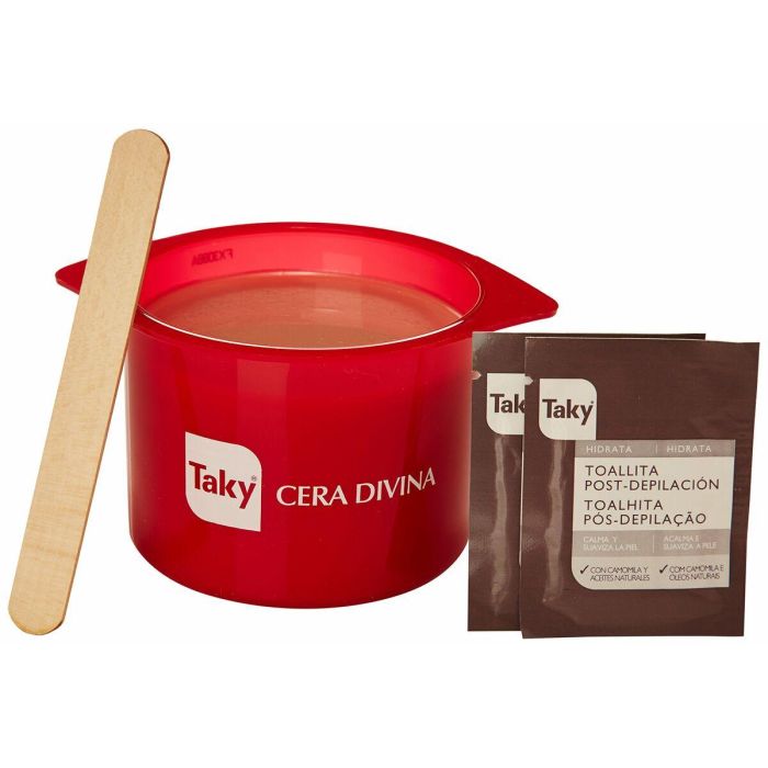 Taky Cera Divina Corporal Cera Caliente Depilatoria Uso Microondas Frutos Rojos 400g Piel Suave hasta 4 Semanas Incluye Toallitas 3