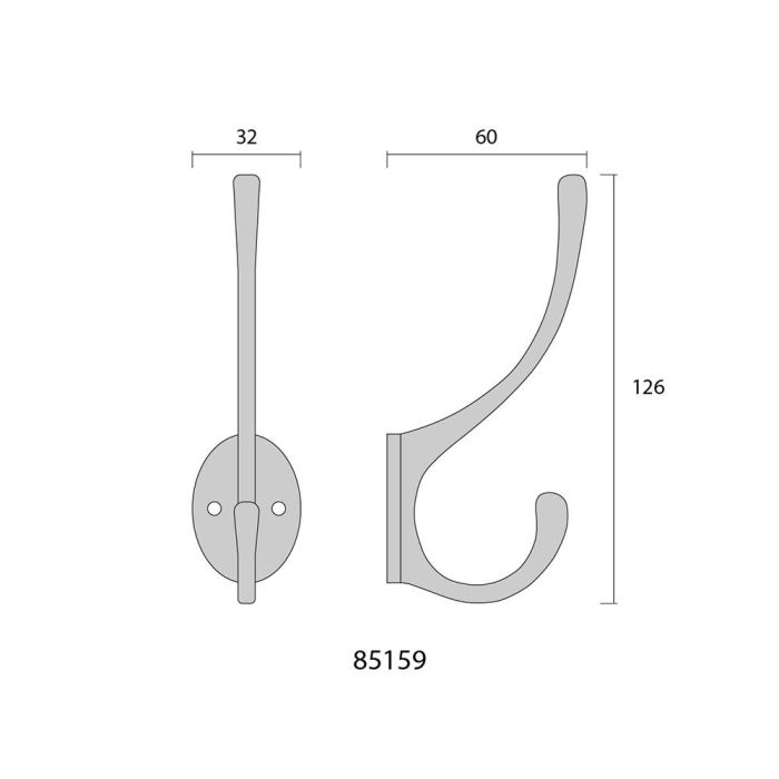 Edm Colgador de latón níquel mate, doble forma, color plata mate 1