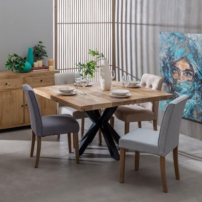 Mesa Comedor Natural-Negro 130 X 130 X 76 cm