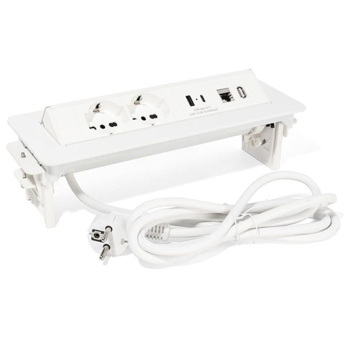 ILIMINACION Y ACC. Regleta Enchufes Basculante Swing-S con 2 Tomas Schuko, USB-A, USB-C, USB Datos PC y RJ45 Cat 6 Blanco/Negro 0 ILIMINACION Y ACC. Regleta Enchufes Basculante Swing-S con 2 Tomas Schuko, USB-A, USB-C, USB Datos PC y RJ45 Cat 6 Blanco/Negro 0
