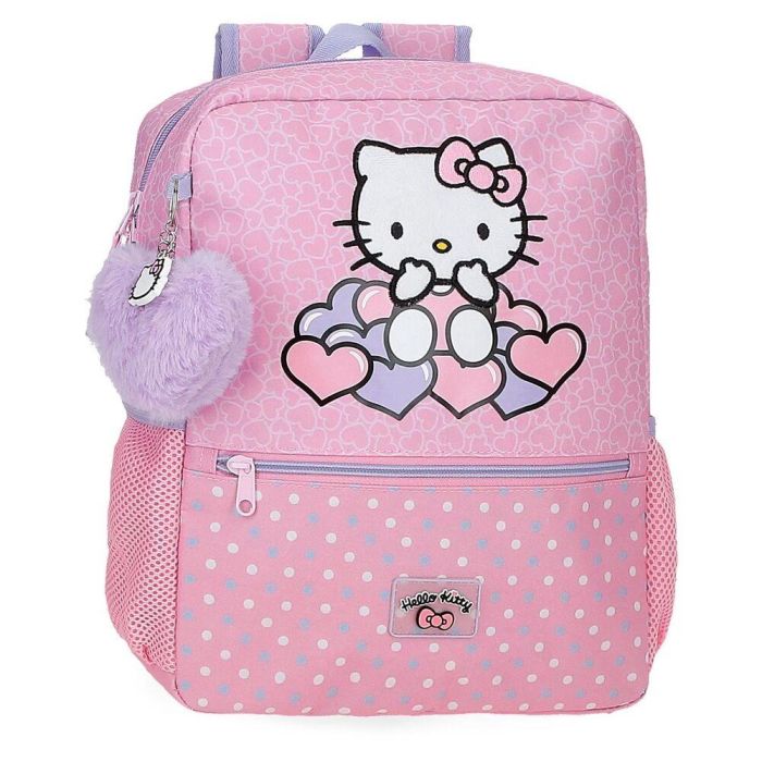 JOUMMA BAGS Mochila Hearts & Dots Hello Kitty 33cm Adaptable a Carro con Bolsillos Laterales para Botellas