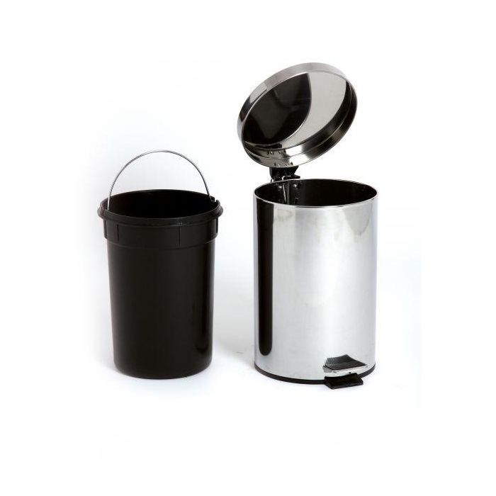 PROBBAX - SO-6012-MSSTL - Papelera de pedal 12 L - 24,8 cm Ø x 40 cm de alto - Acero brillante 1