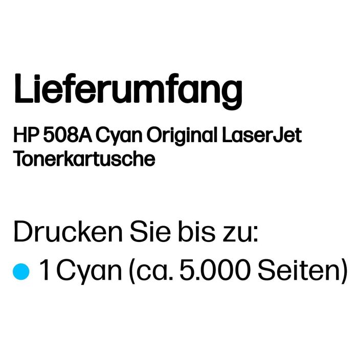 HP CF361A Cartucho de Tóner Original Cyan para Impresoras LaserJet Enterprise M552/M553/M577 - Rendimiento 5.000 Páginas 1