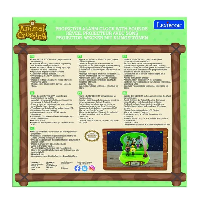 Lexibook Reloj Despertador Proyector 3D Animal Crossing con Sonidos 4 Lexibook Reloj Despertador Proyector 3D Animal Crossing con Sonidos 4