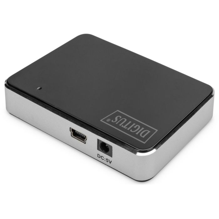 Digitus Hub USB 2.0 de 4 puertos, 480 Mbit/s, con fuente de alimentación, Plug & Play, negro/plata 4