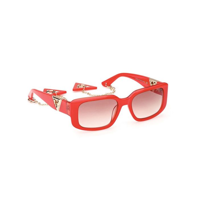 Guess Gafas GU7891 66F 140 mm Gafas de Sol Rectangulares Mujer Rojo Brillante Marrón Degradado Plástico Lujo