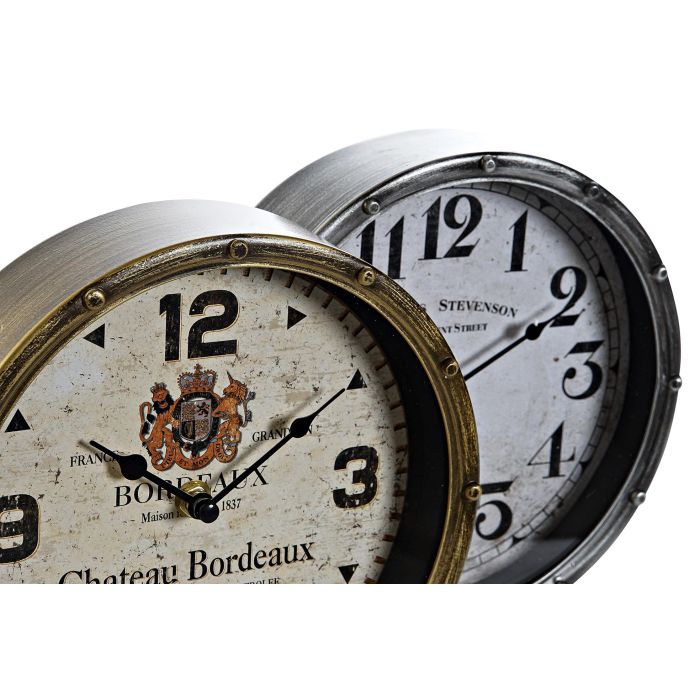 DKD Home Decor Reloj Sobremesa Vintage Dorado Plateado 13.5 x 28 x 20.5 cm (2 Unidades) 1