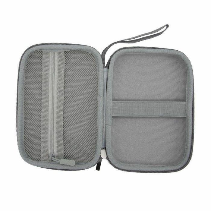 AISENS ASBG-005-GR Estuche Protector Rígido para Disco Duro Externo 2.5" Gris, Algodón y Lino, con Cremallera y Compartimento para Cables 2