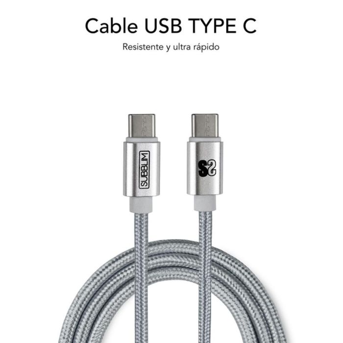 SUBBLIM CARGADOR ULTRA RAPIDO 2xUSB DE PARED PD25W+QC3.0+Cable C to C y lightning Blanco 2