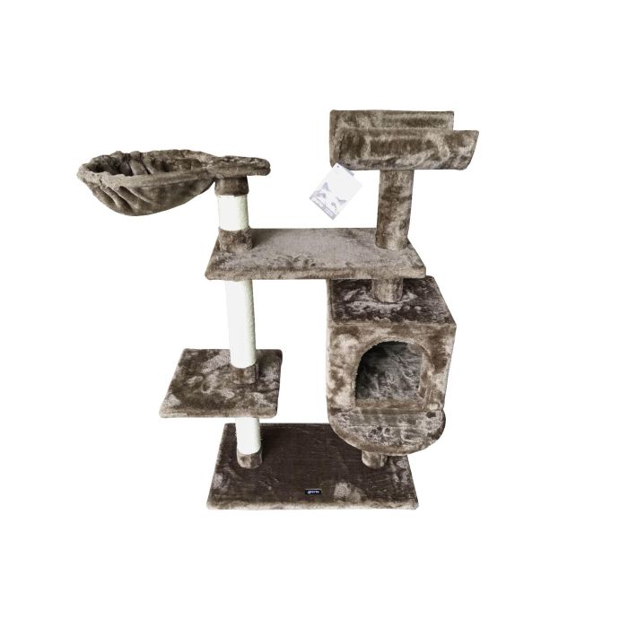 Gloria Árbol Rascador Jarama, Centro de Juego con Múltiples Niveles, Hamacas y Rampa de Sisal - Ideal para Varios Gatos, Marrón Claro 1