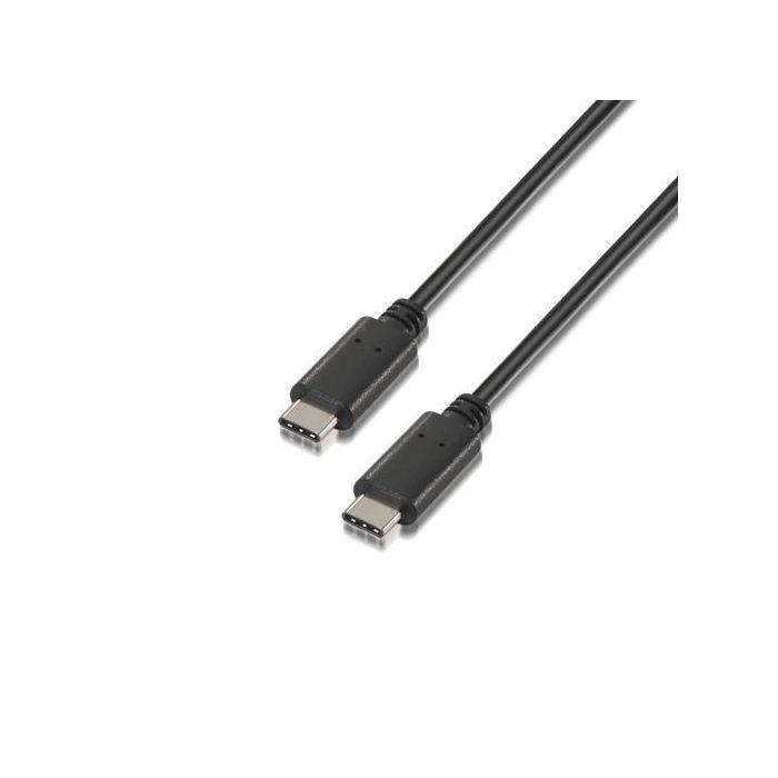 Cable USB 2.0 Tipo-C Aisens A107-0057/ USB Tipo-C Macho - USB Tipo-C Macho/ Hasta 9W/ 625Mbps/ 2m/ Negro