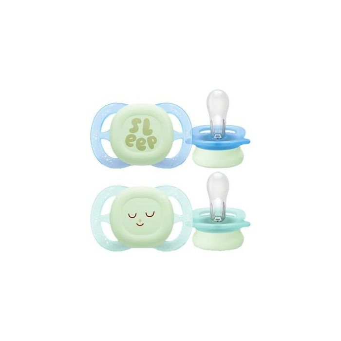 AVENT Chupete Silicona Ultra Start Nocturno 0-2 Meses Niño - Pack de 2 Unidades