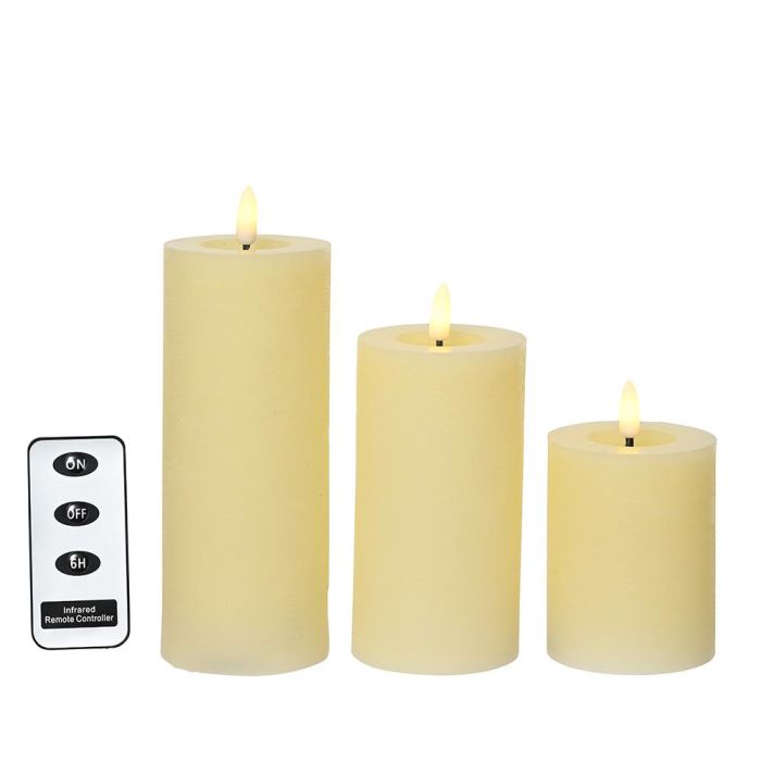 Vela de cera led color crema, ø7 x 19 cm, 3 unidades 1 Vela de cera led color crema, ø7 x 19 cm, 3 unidades 1