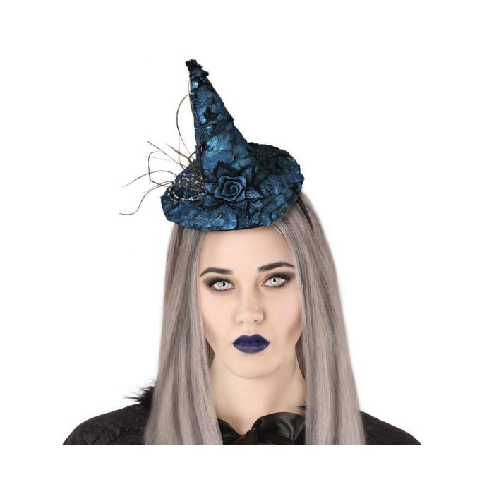 Diadema Sombrero Bruja Negro con Flor Gótica | Accesorio Halloween