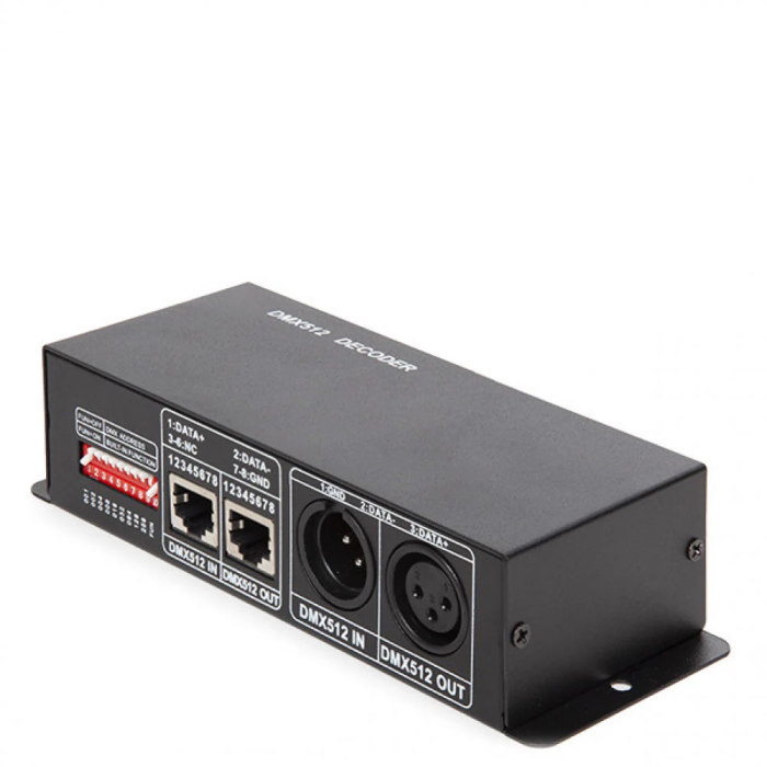 Decodificador DMX512 4 Canales Control PWM para Luces LED Conexión Consola DMX o Autónomo